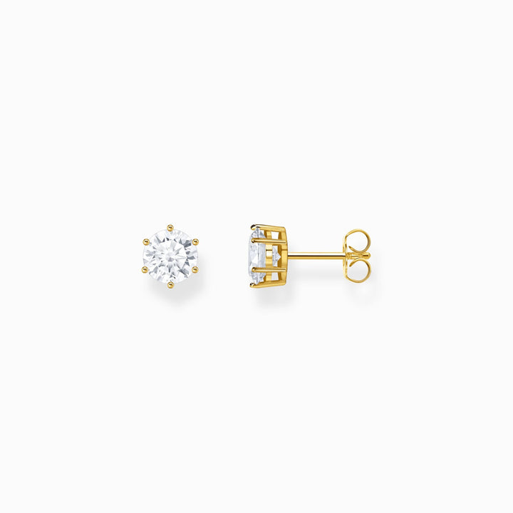 Thomas Sabo Gold-Plated Ear Studs With Big, White Zirconia
