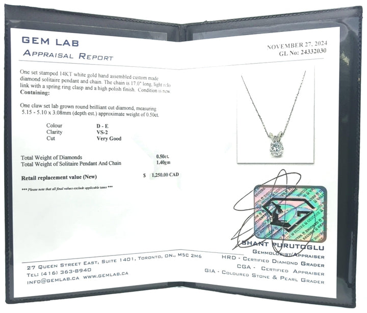 14KT White Gold 0.50ctw Lab Grown Diamond 17" Necklace