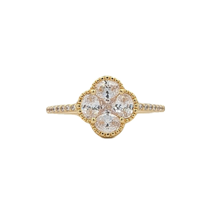 REIGN Gold Plated CZ Clover Ring