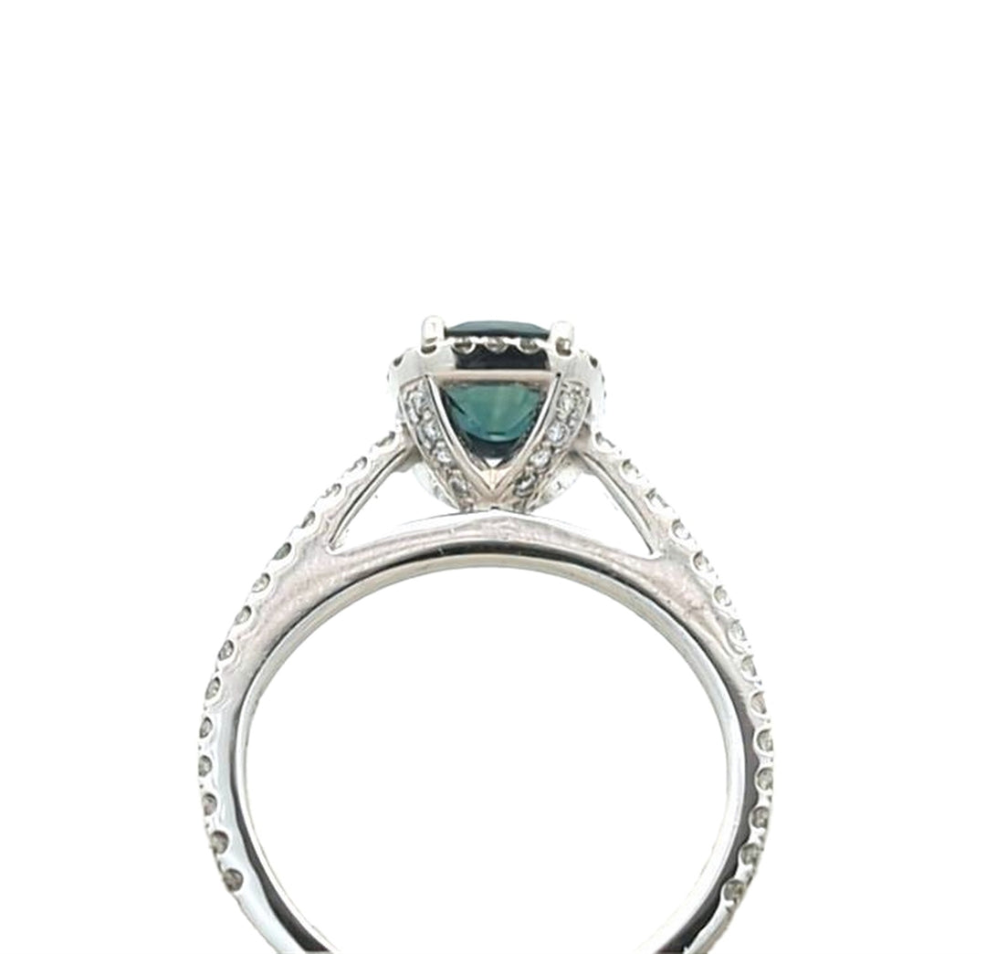 18KT White Gold Natural Blue Sapphire and 0.45ctw Diamond Estate Ring