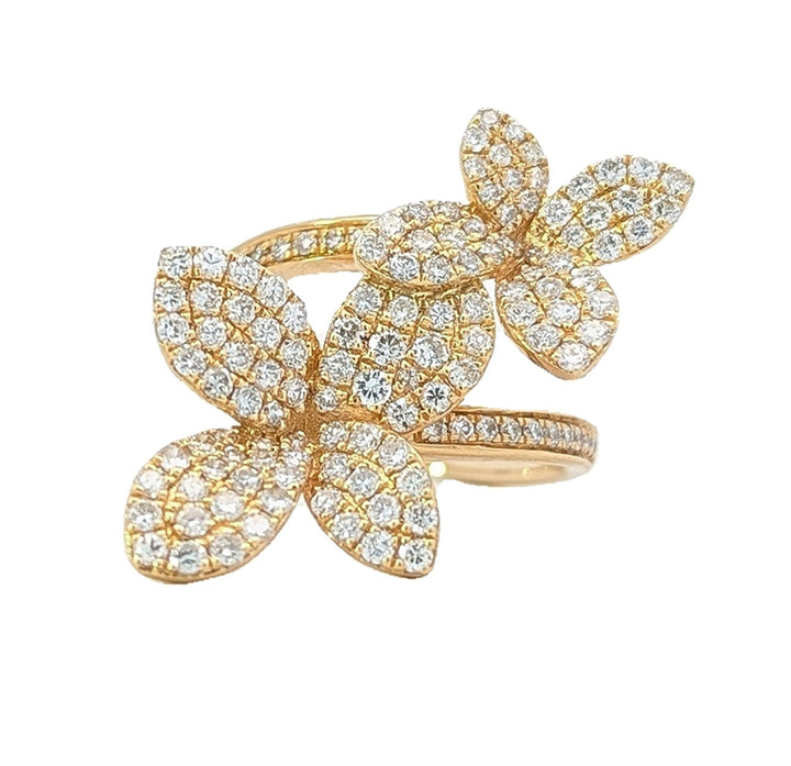 18KT Yellow Gold 1.17ctw Diamond Flower Ring