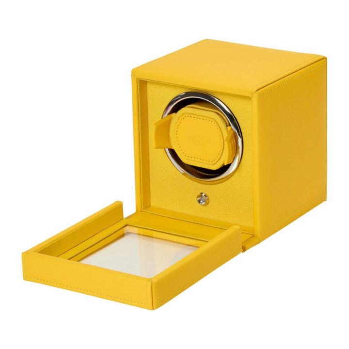 Cub Single Watch Winder With Cover - Yellow