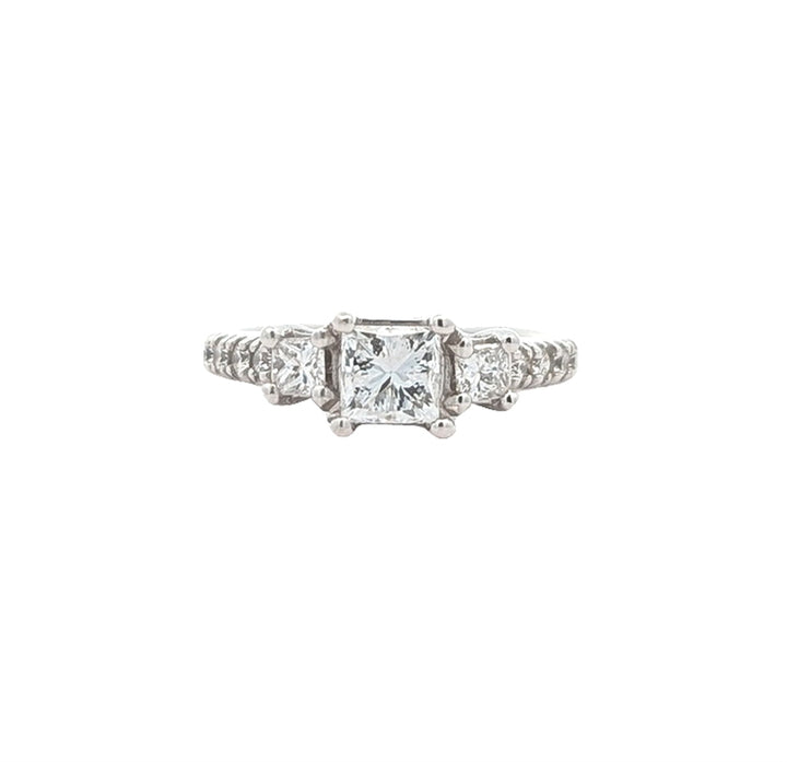 14KT White Gold 1.06ctw Diamond Estate Engagement Ring