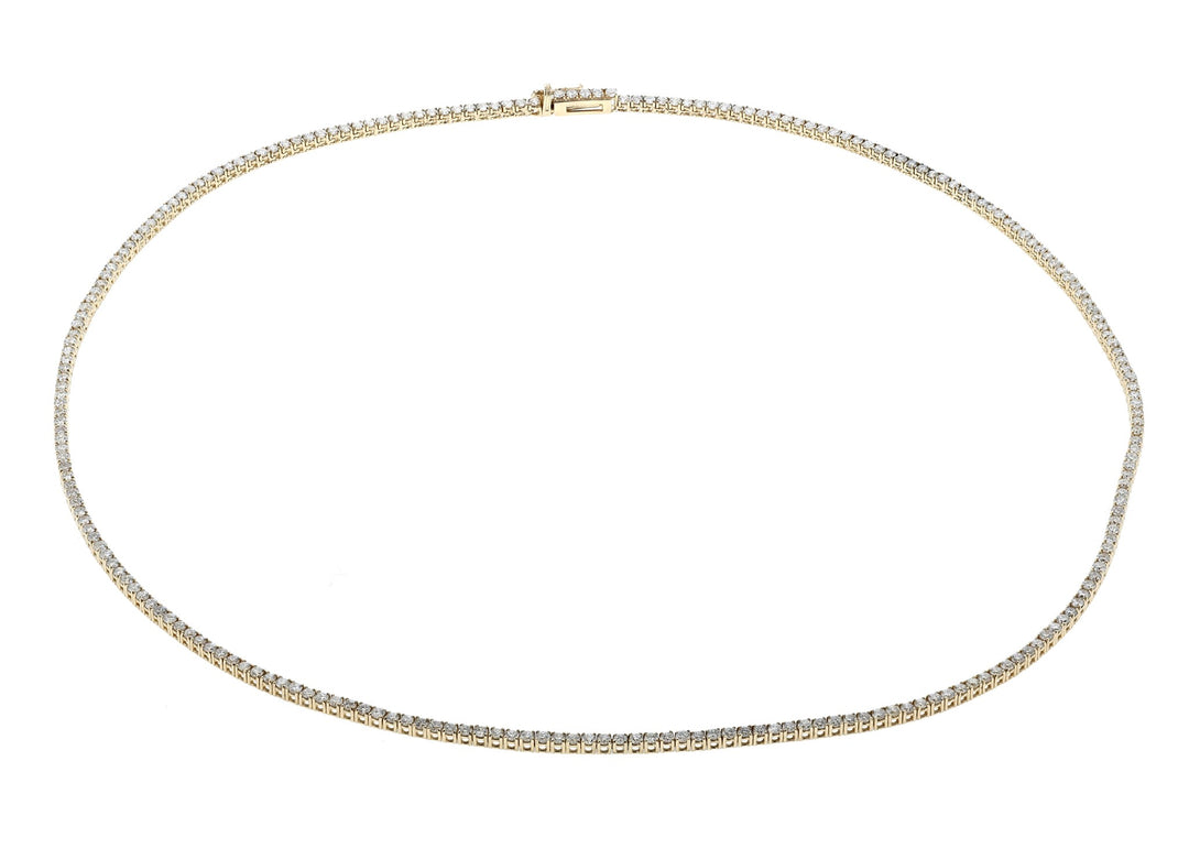 14KT Yellow Gold 4.84ctw Diamond 17" Estate Tennis Necklace