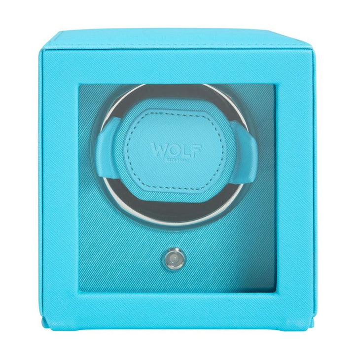 Cub Single Watch Winder With Cover - Turquoise