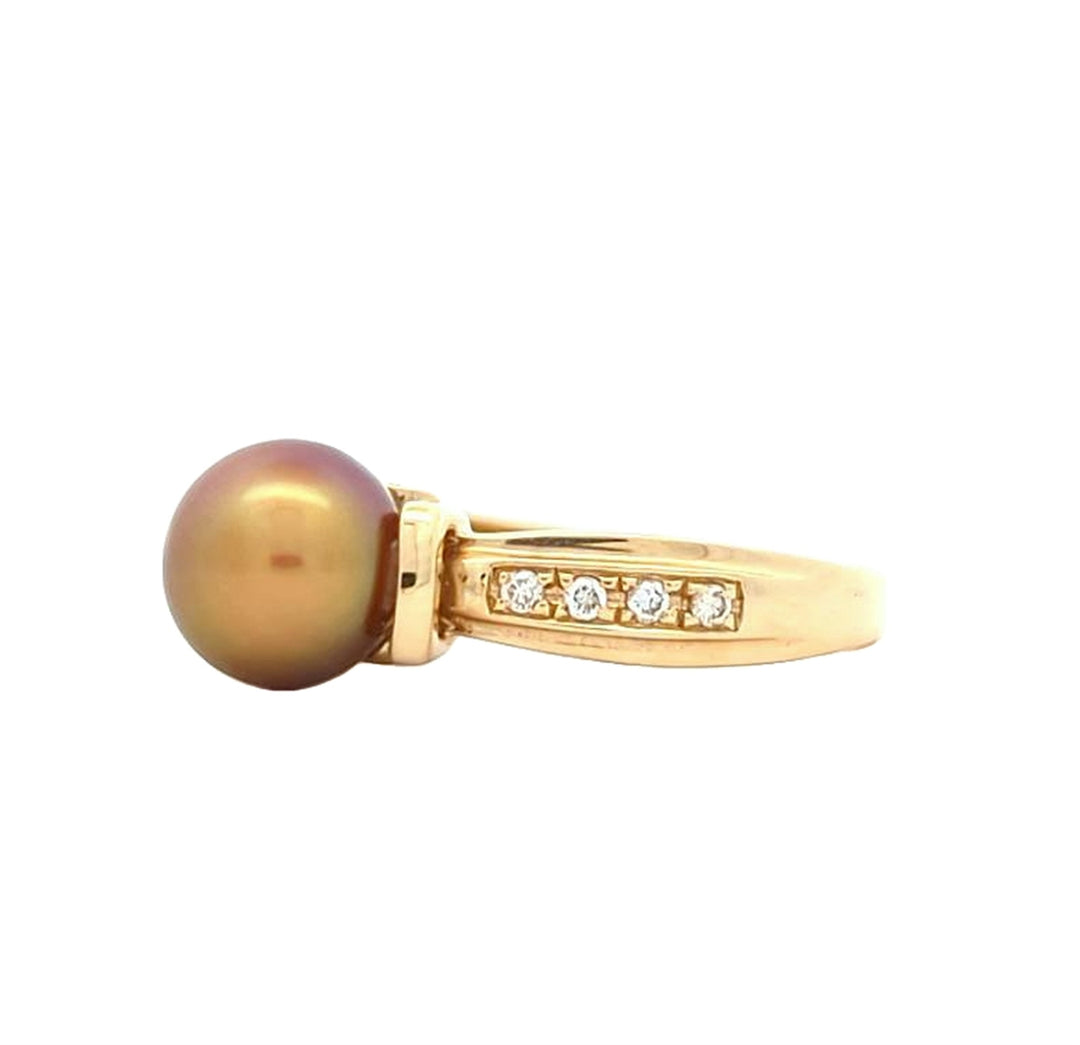 14KT Yellow Gold Pearl and Diamond Ring