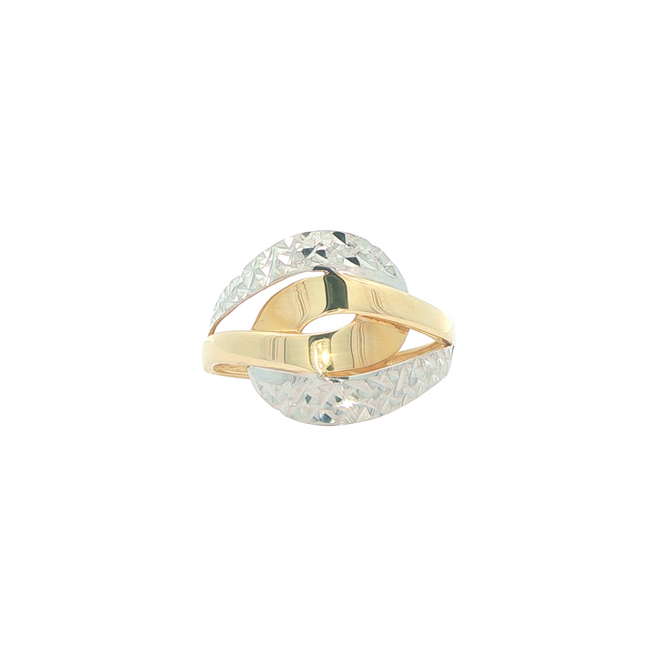 10KT Yellow and White Gold Crossover Fashion Ring