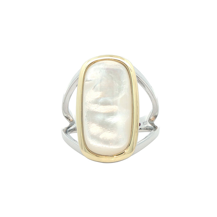 ELLE Two-Toned Sterling Silver Mother Of Pearl Ring