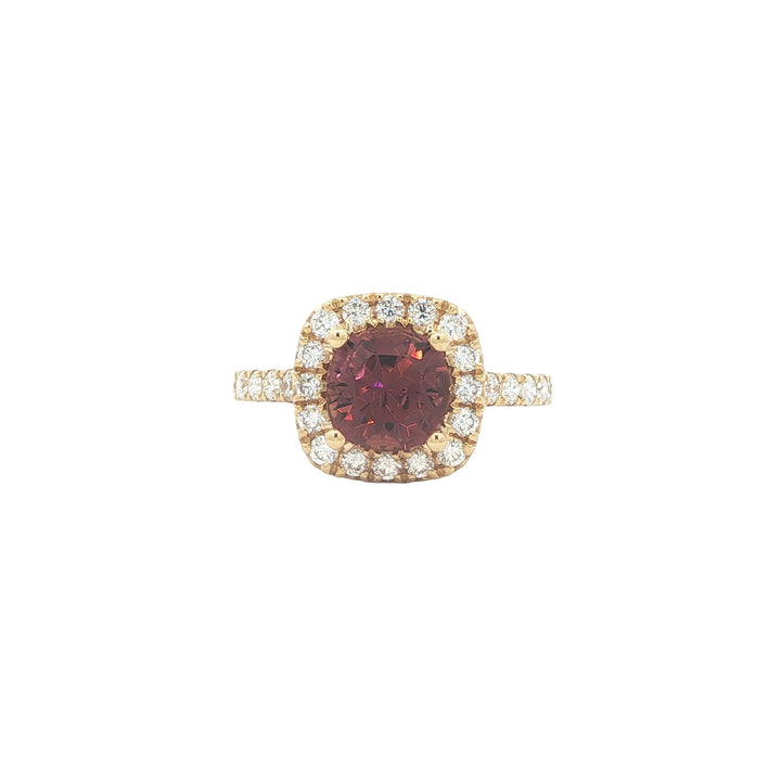 18KT Yellow Gold Pink Tourmaline 0.70ctw Diamond Ring