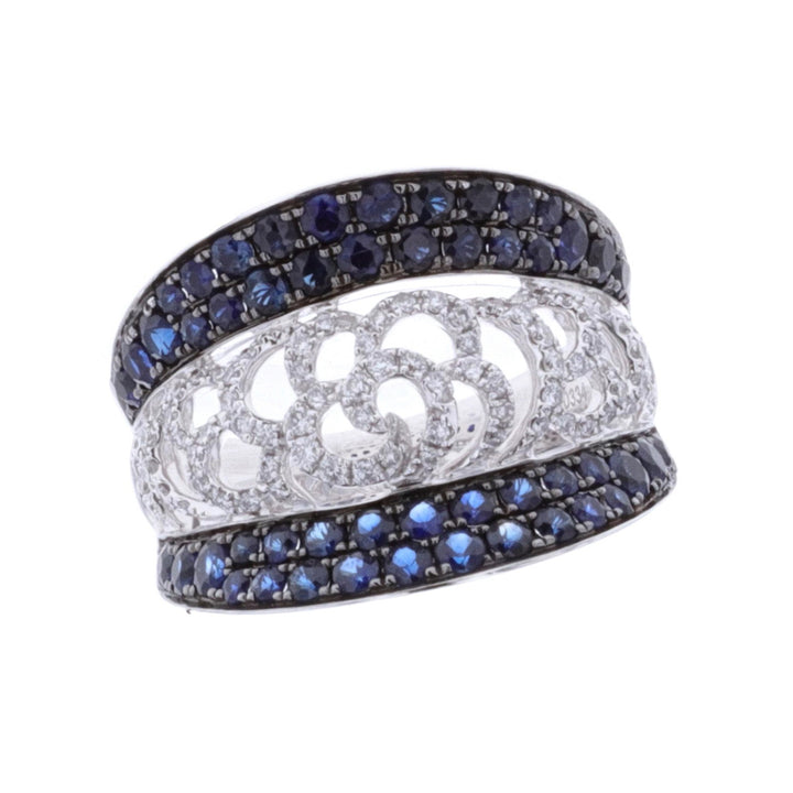 18KT White Gold 0.33ctw Diamond and Sapphire Ring