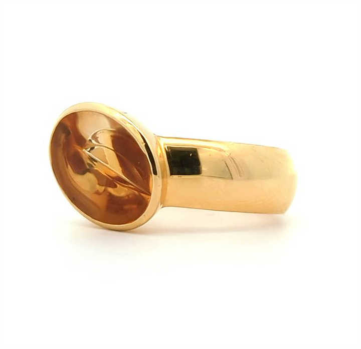 18KT Yellow Gold Natural Citrine "Nordic Summer" Solitaire Estate Ring