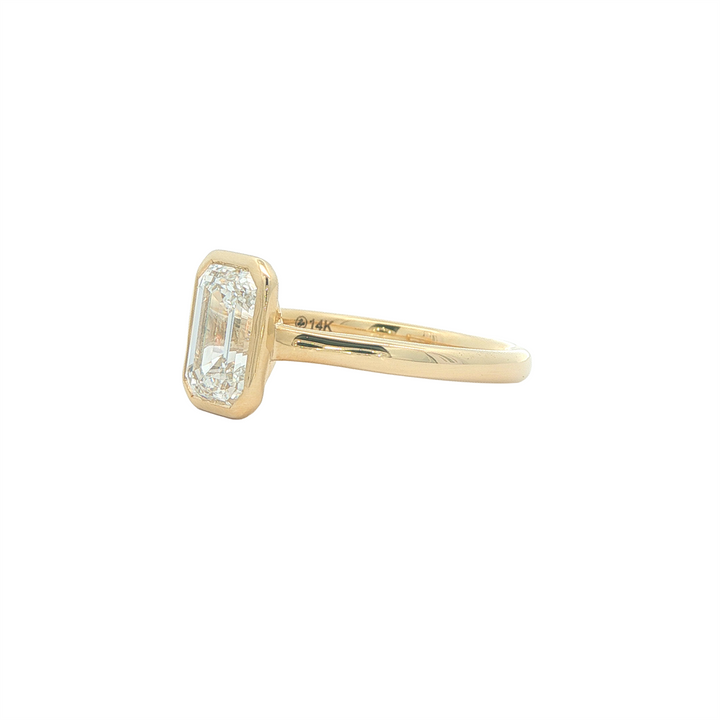 14K Yellow Gold 2.10CT Emerald Cut Lab Grown Diamond Engagement Ring