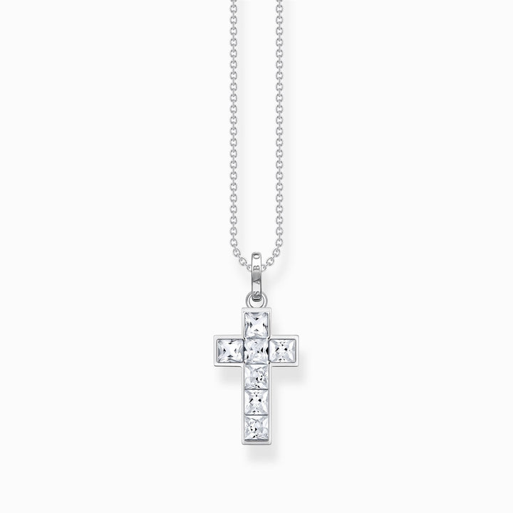Thomas Sabo Sterling Silver CZ Cross 45cm Necklace