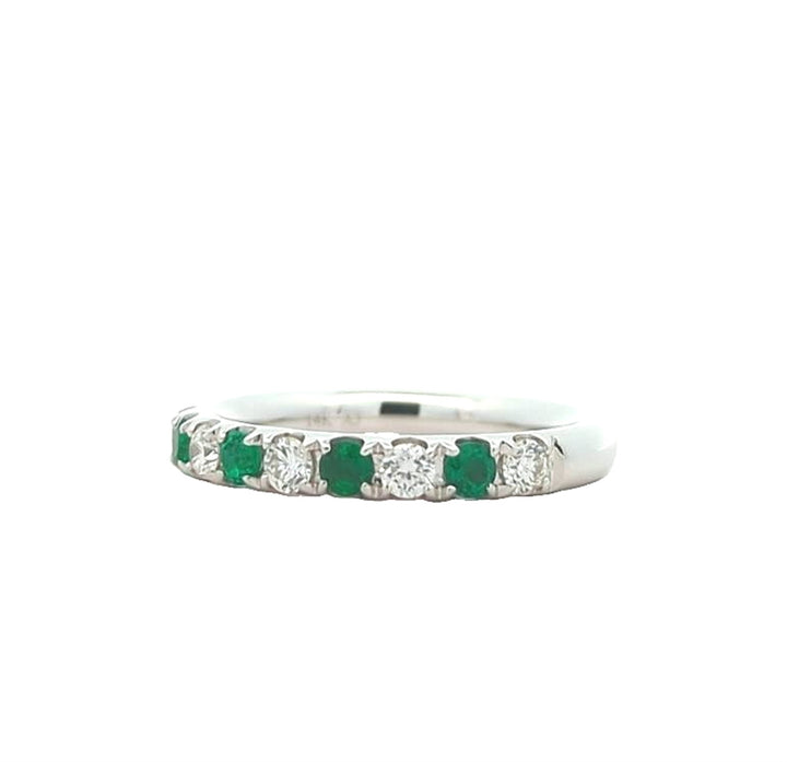 14KT White Gold Emerald and 0.40ctw Diamond Band
