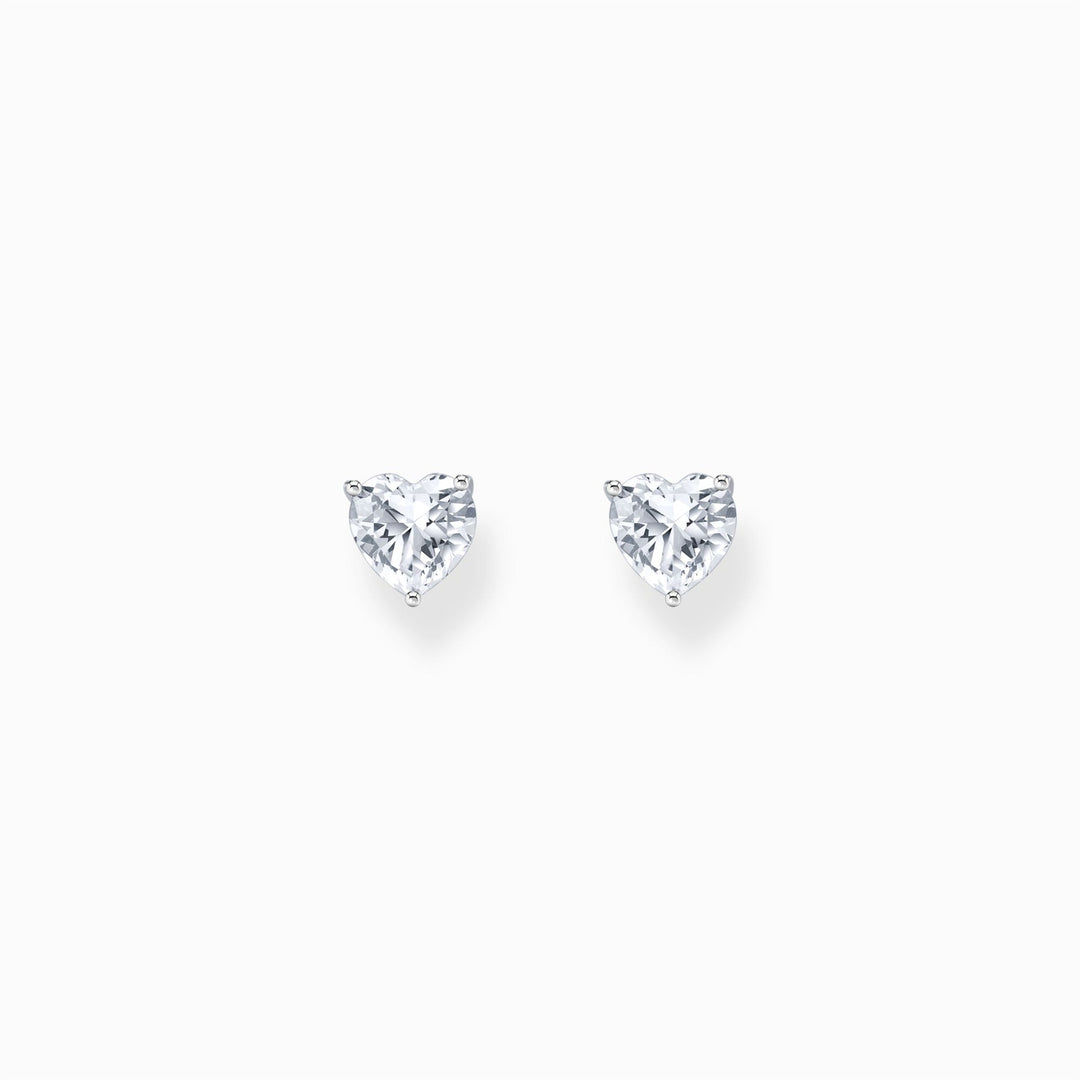 Thomas Sabo Sterling Silver Ear Studs Heart-Shaped With White Zirconia