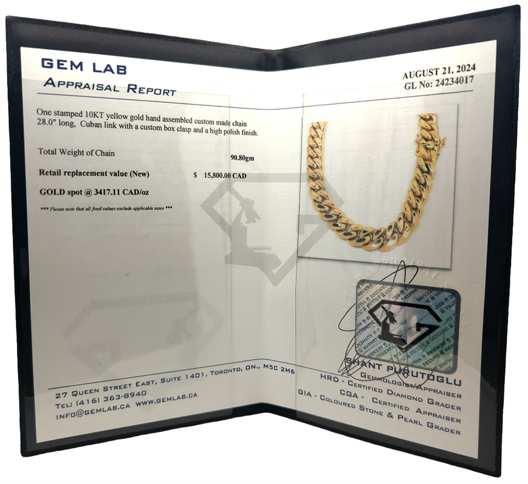 10KT Yellow Gold 28" Cuban Link Estate Chain