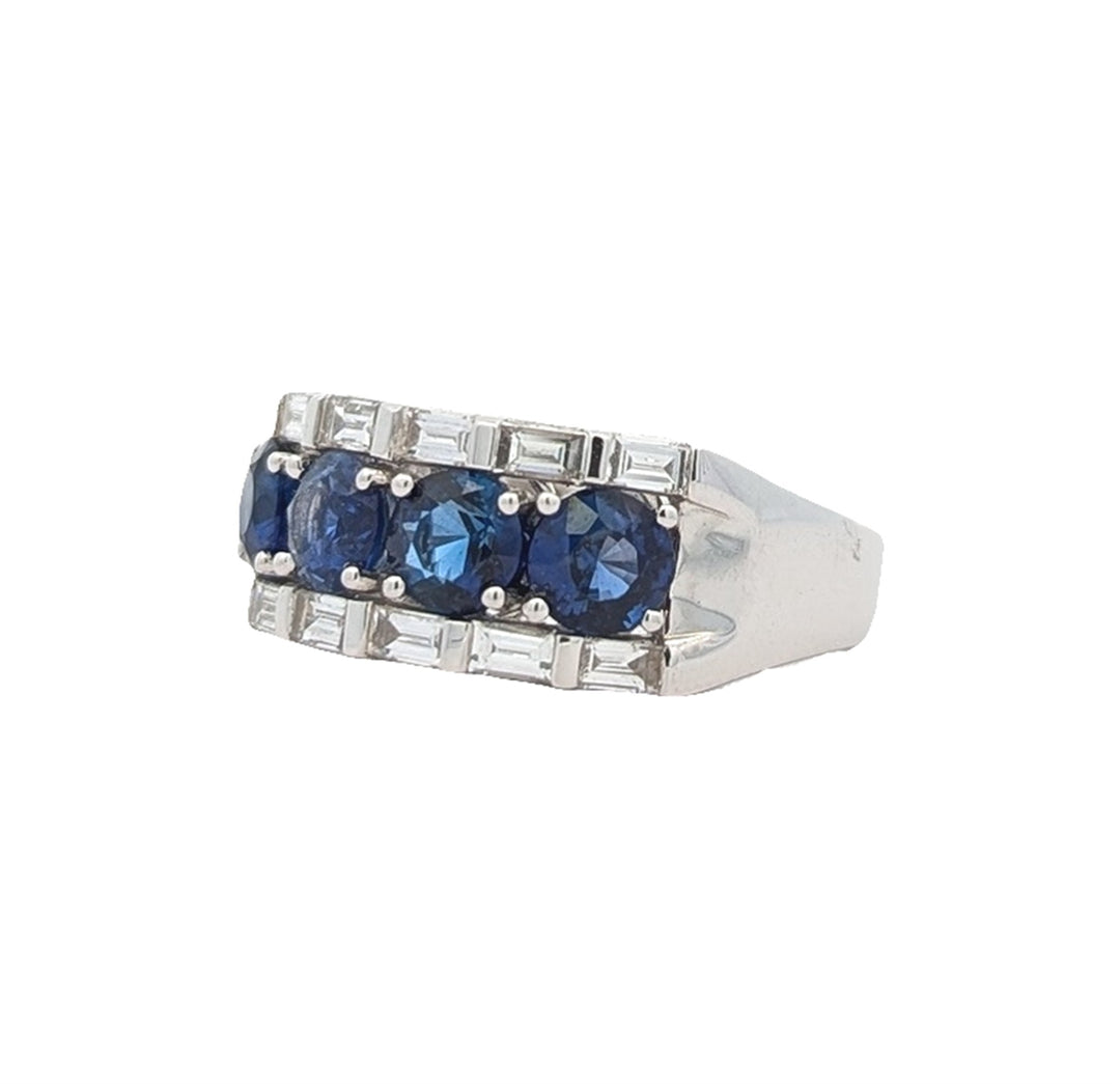 18KT White Gold Natural Blue Sapphire and 1.03ctw Diamond Ring