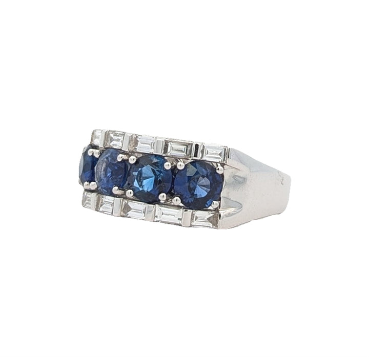 18KT White Gold Natural Blue Sapphire and 1.03ctw Diamond Ring