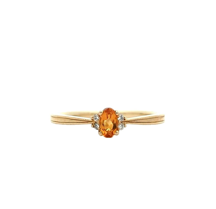 10KT Yellow Gold Citrine and 0.03ctw Diamond Ring