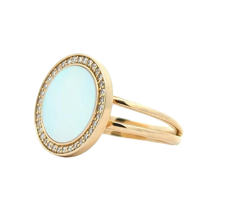 14KT Yellow Gold Mother of Pearl and 0.17ctw Diamond Ring