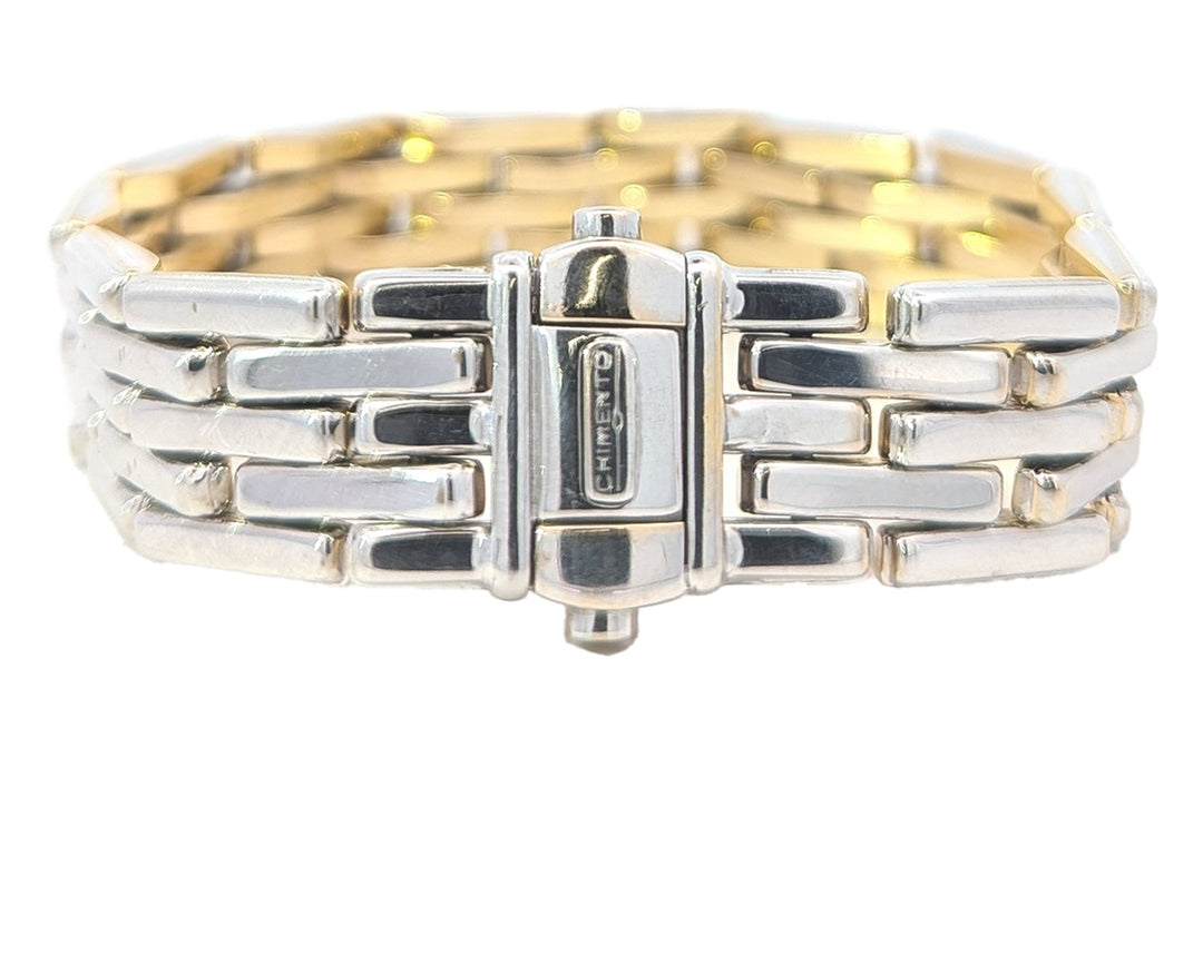 18KT Yellow and White Gold Reversible 0.03ctw Diamond "Chimento" Estate Bracelet 7.5"