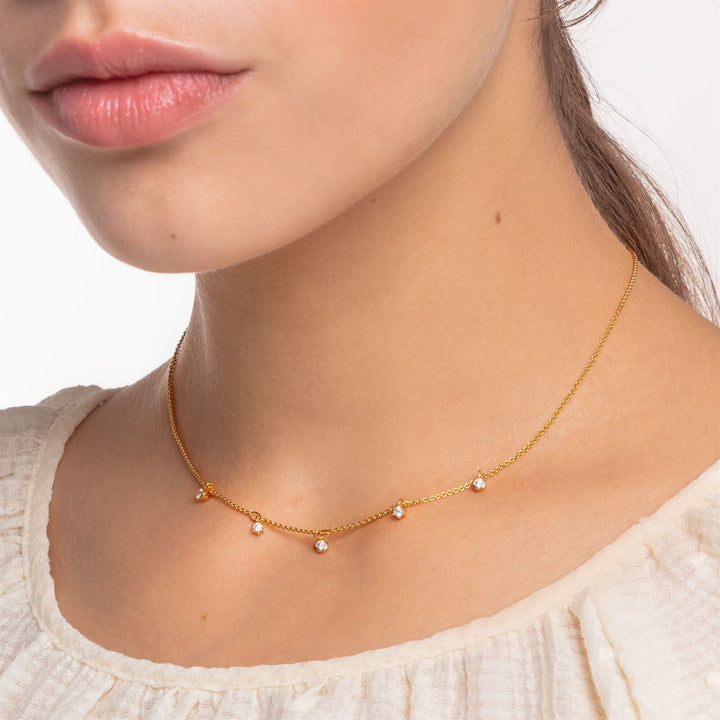 Necklace White Stones - Gold