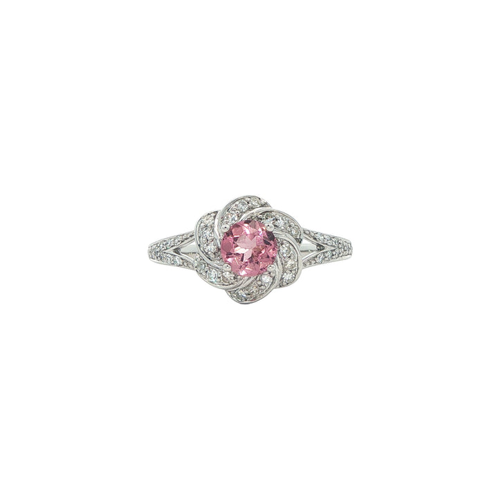 10K White Gold Pink Tourmaline 0.2ctw Diamond Ring