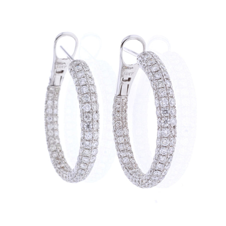 18KT White Gold 5.50ctw Diamond Hoop Estate Earrings