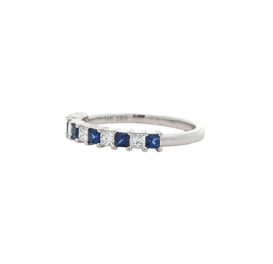 14K White Gold Sapphire 0.26ctw Diamond Ring
