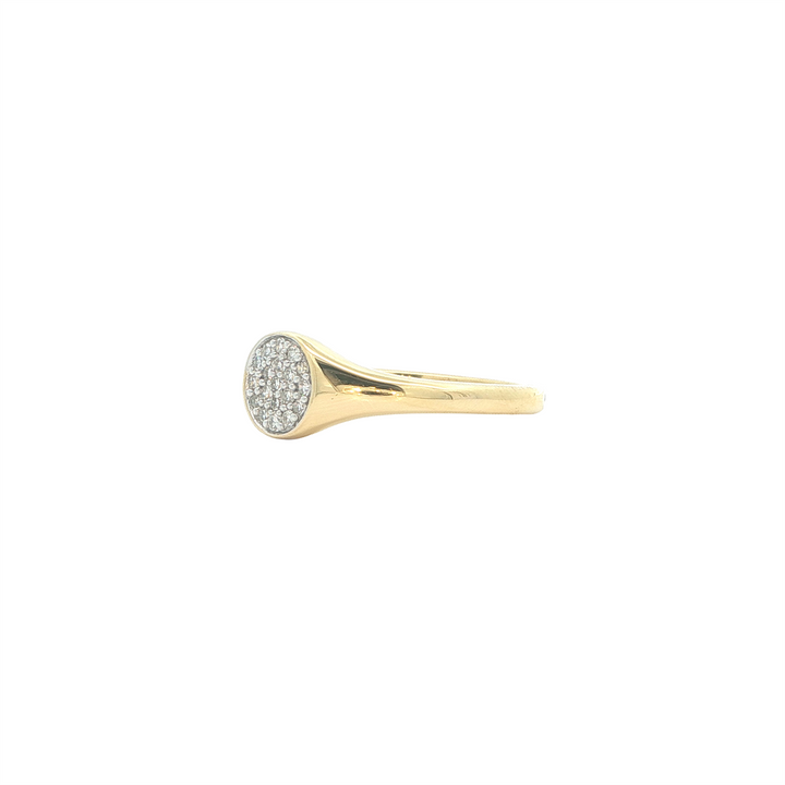 Monte Luna SS Gold Plated 0.1ctw Lab Diamond Pave Circle Signet Ring