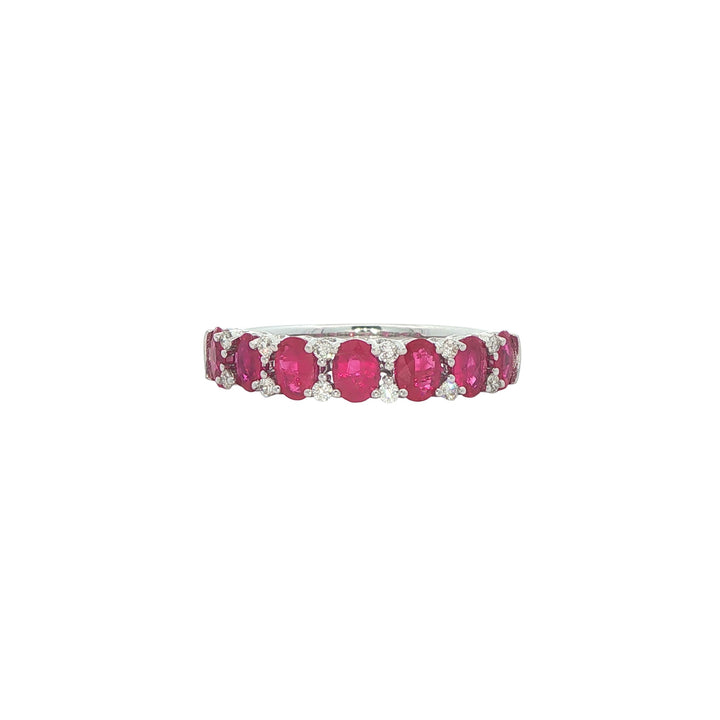 14K White Gold Ruby 0.15ctw Diamond Ring