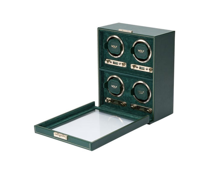 British Racing 4 Piece Watch Winder - Green