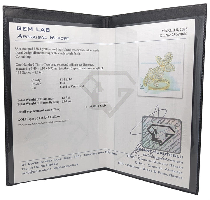 18KT Yellow Gold 1.17ctw Diamond Flower Ring