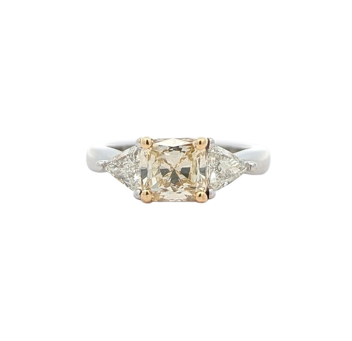 18KT Yellow Gold & Platinum 2.01ctw Yellow and White Diamond Estate Engagement Ring