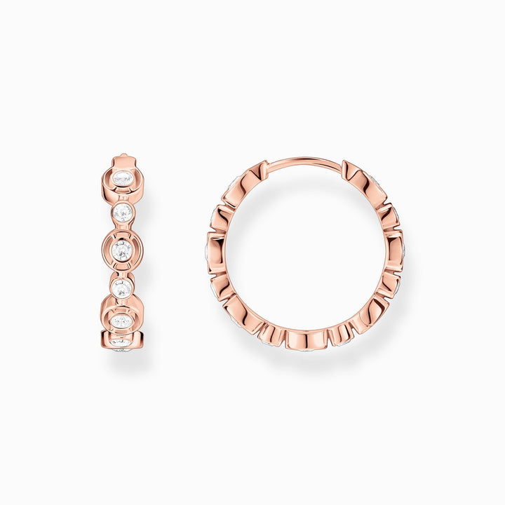 Thomas Sabo Sterling Silver Rose Gold Plated CZ Hoop Earrings