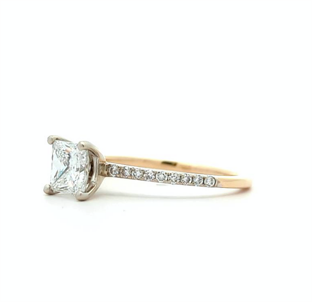 18KT Yellow and White Gold 1.11ctw Diamond Engagement Ring