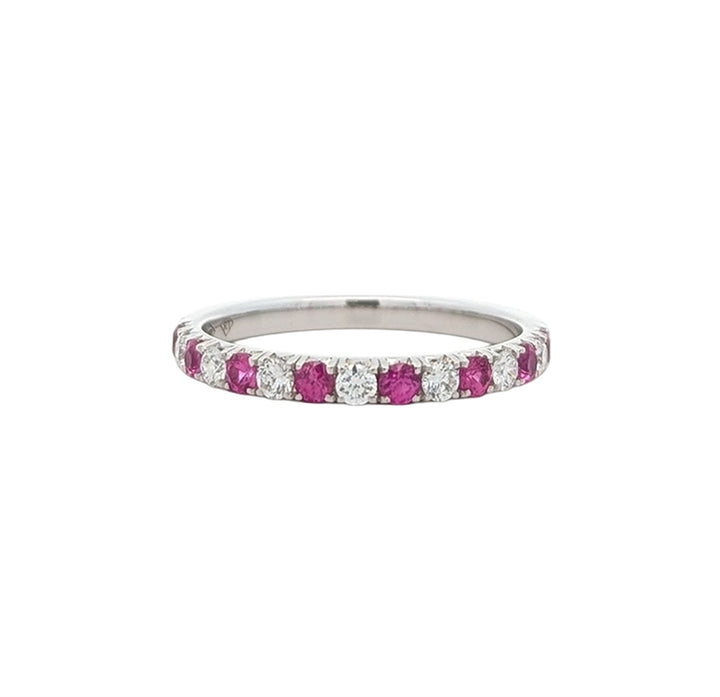 18K White Gold 0.22ctw Diamond Ruby Ring