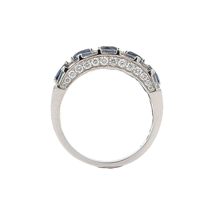 18KT White Gold Natural Blue Sapphire and 1.03ctw Diamond Ring