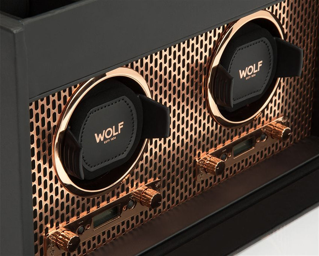 Axis Double Watch Winder with Storage - Copper