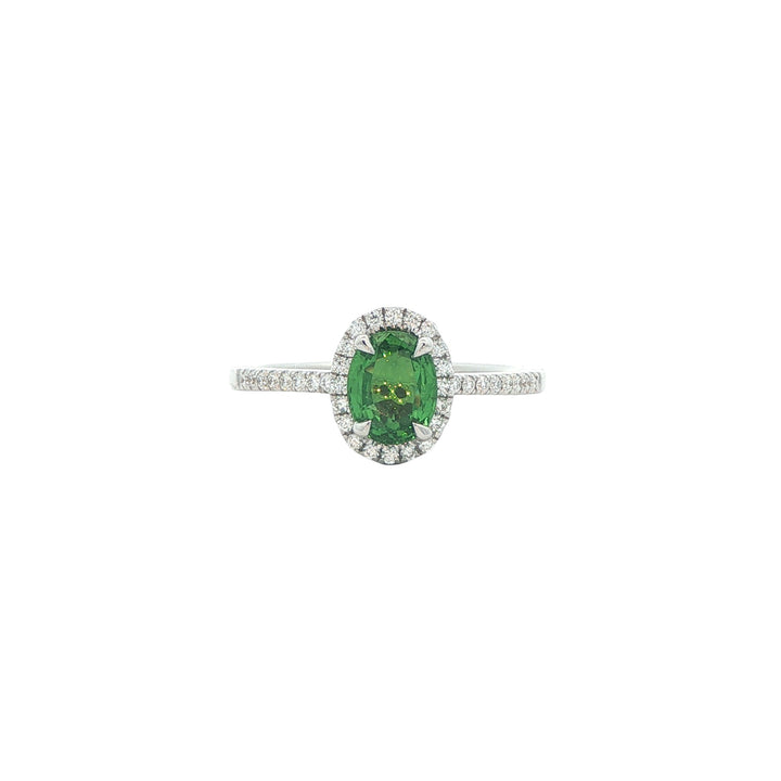 14K White Gold Tsavorite 0.17ctw Diamond Ring