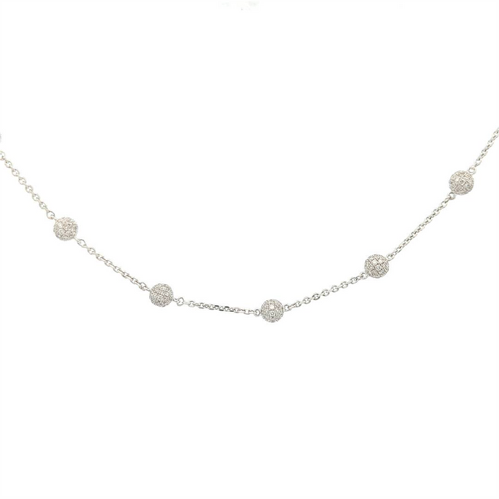 10KT White Gold 3.87ctw Diamond Bead 17" Estate Necklace