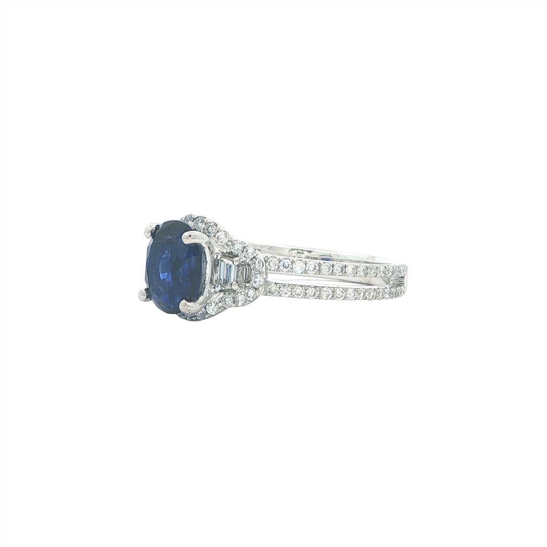 14KT White Gold Sapphire and Diamond Ring