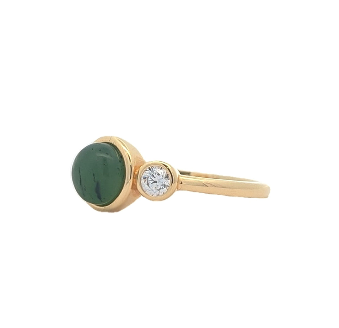 REIGN Sterling Silver Gold Plated Green Nephrite and CZ Ring