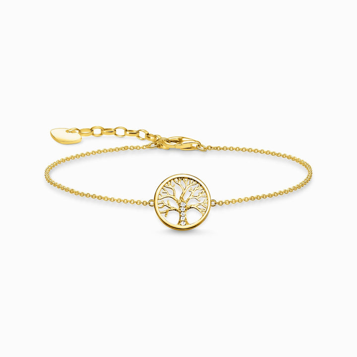 Thomas Sabo Sterling Silver Gold Plated CZ Tree of Love Bracelet