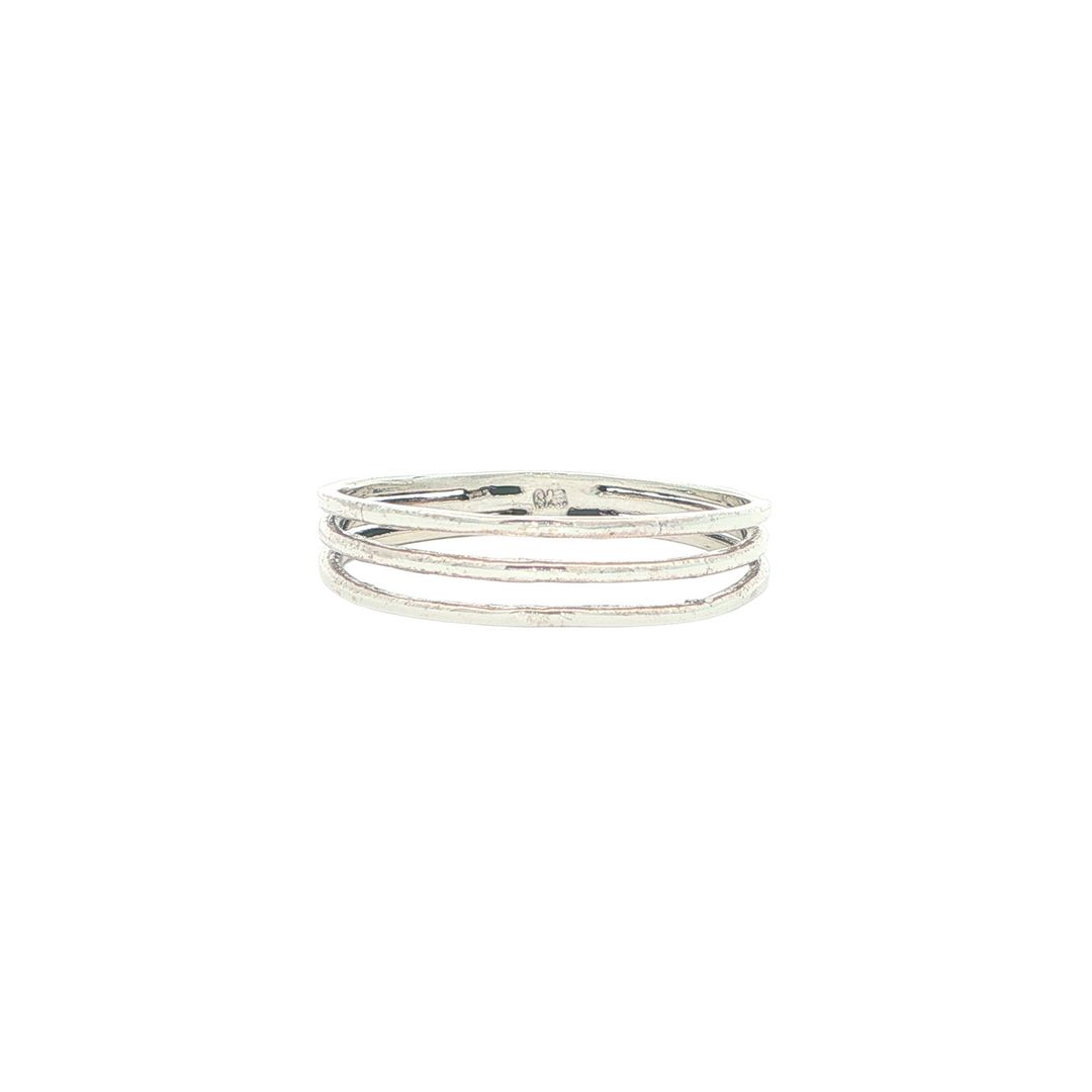 Sterling Silver Triple Bar Line Ring (4mm width)