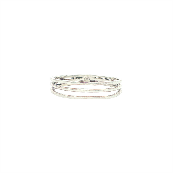Sterling Silver Triple Bar Line Ring (4mm width)