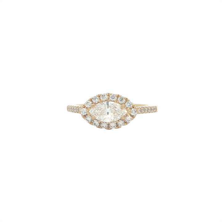 18KT Yellow gold 0.80ctw Marquise Cut Diamond Engagement Ring