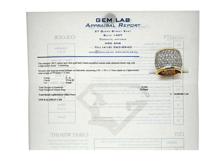 18KT Yellow and White Gold 2.14ctw Diamond Estate Cluster Ring