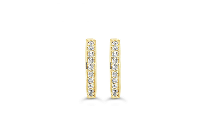 10KT Yellow Gold 0.10ctw Diamond Oval Huggie Earrings