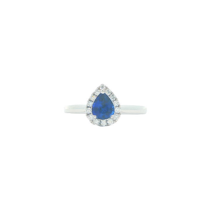18KT White Gold Sapphire and 0.16ctw Diamond Ring